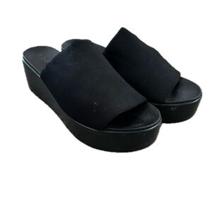 bebe Black Platform Slides